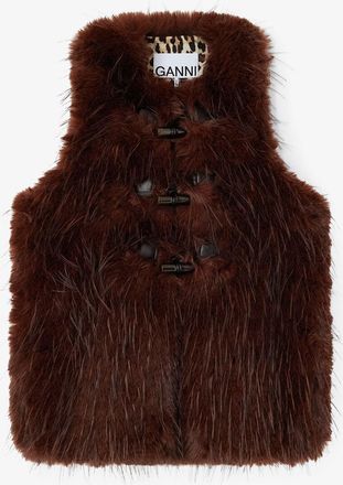 Ganni Vest in Alternative Fur - Size 10/12 Brown