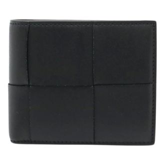 Bottega Veneta Pre-owned Leather Cassette Maxi Intrecciato Wallet - Dames - Pre-owned - Zwart - Maat: ONE Size Leer