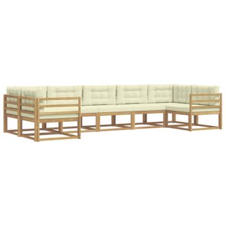vidaXL Conjunto De Sof&aacute;s De Exterior Con Coj&iacute;n 7 Pcs Blanco Y Crema Vidaxl