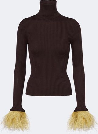 La DoubleJ Top in cashmere e seta con piume