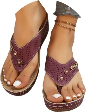 Generic Sandals For Women Dressy Summer Heel Womens Flip Flops with Comfort Arch Support Fashion Summer Beach Travel Orthotic Walking Thong Sandals Slip on Pl