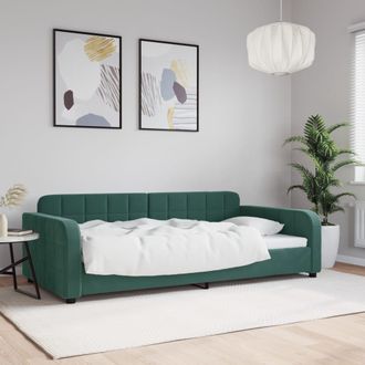 vidaXL Sof&aacute; Cama Sin Colch&oacute;n Terciopelo Verde Oscuro 100x200 Cm Vidaxl