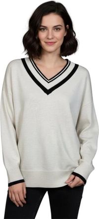 Repeat 401129 Pullover - Dames - V-hals truien - Beige - L - Katoen - Truien & Vesten