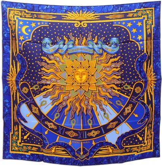 Herm&egrave;s Sciarpa Carpe Diem 90 1990 - Blu