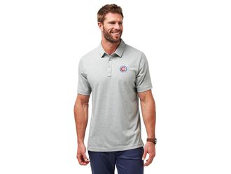 Travis Mathew Chicago Cubs The Zinna Polo Mens Short Sleeve Knit Heather Grey : 3XL, Cotton/Polyester