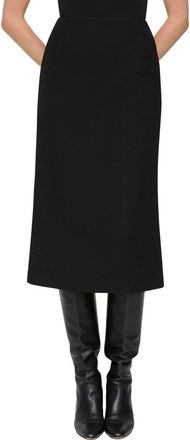 Lafayette 148 New York Crystal Embellished Wool & Silk Pencil Skirt in Black at Nordstrom, Size 16