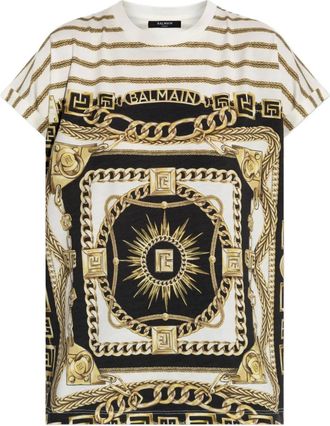 Balmain T-shirt con stampa barocca - Nero