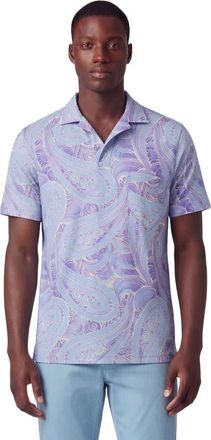 Lords of Harlech Marakesh Paisley Mens Wool Johnny Collar Polo in Marakesh Paisley Helio at Nordstrom, Size Xx-Large