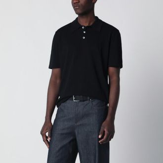 A.P.C. Black cotton knit polo shirt