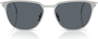 Ferrari 56mm Square Sunglasses in Silver Matte /Blue Crystal at Nordstrom