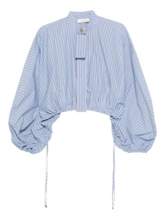 Zimmermann mandarin-collar shirt - women - Polyester/Cotton - 0 - Blue