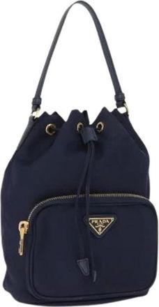 Prada Pre-owned Bucket Bags, female, Blue, Size: ONE SIZE Pre-owned Nylon Bucket Bag