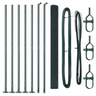 Berkfield Home Welded Wire Fence with 7 Flanged Posts Green 1.4x10 m Steel