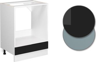 Vicco Armario Para Horno Empotrado R-line, Negro Brillo Intenso, 60 Cm, Et Roble