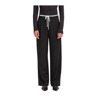 Ichi Wide Trousers, female, Black, Size: XS Lace-Up Front Pocket Trousers
