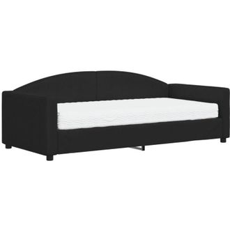 vidaXL Sof&aacute; Cama Con Colch&oacute;n Tela Negro 90x190 Cm Vidaxl