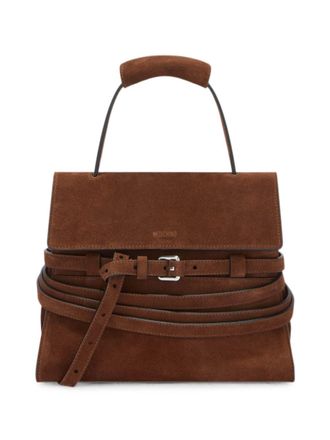Moschino Brown Suede Layered Strap Handbag