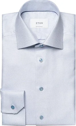 Eton Contemporary Fit Houndstooth Dress Shirt in Light Blue at Nordstrom, Size 18.5