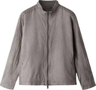 Giorgio Brato Leren jack met opstaande kraag - Heren - Leren en Su&egrave;de Jassen - Grijs - XL - Leer - Jassen
