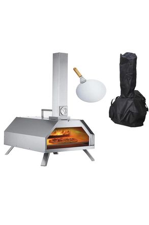 Haven Pizza Oven with Built-in Thermometer Rain Cover & Paddle Silver