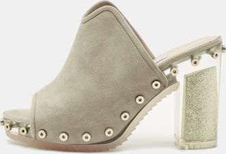 Jimmy Choo London Grey Suede Studded Open Toe Mules
