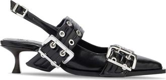 Ganni Feminine Buckle Kitten Heel Box Oleatex