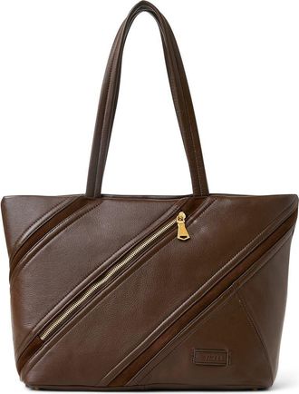 Aim&eacute;e Avenue Top Zip Leather Tote in Fudge at Nordstrom