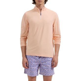 Bugatchi Kai Cocktail Print Swim Trunks in Peach at Nordstrom, Size Xx-Large