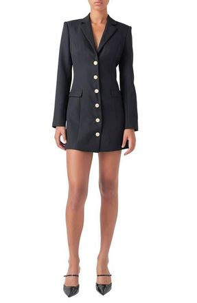 endless rose Long Sleeve Blazer Minidress in Black at Nordstrom, Size Medium