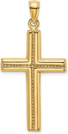 Diamond2Deal 14k Yellow Gold Polished Beaded Cross Charm