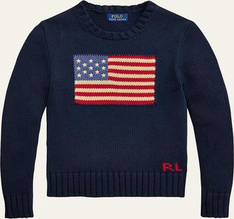 Polo Ralph Lauren Boys Flag Intarsia Knit Sweater, Size S-L