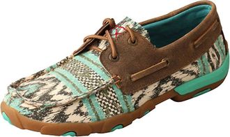 Twisted X Boots Womens Boat Shoe Drivng Moccasin In Teal/grey Bomber