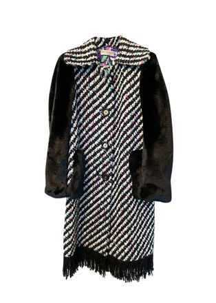 Emilio Pucci Black Boucle and Faux Fur Coat Size XS