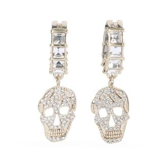 Alexander McQueen Pave Skull Oorbellen - Dames - Oorbellen - Grijs - ONE Size - Accessoires