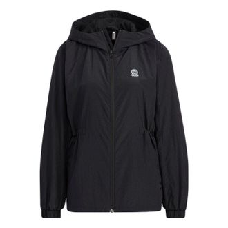 adidas (WMNS) adidas Neo Woven Hooded Training Windbreaker Jackets Black HF7277
