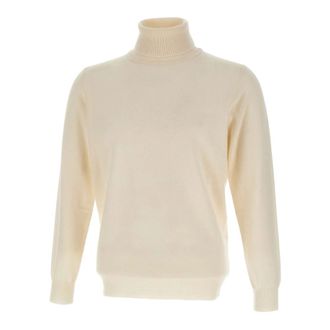 KANGRA Cashmere Knitwear, male, White, S, Pure Cashmere Turtleneck Jumper