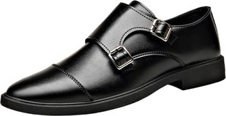 Generic Mens Slip On Leather Loafers British Dress Casual Shoes Comfortable Business Style Ideal as Groom Wedding Footwear for Office or Daily Wear(10.5) Blac