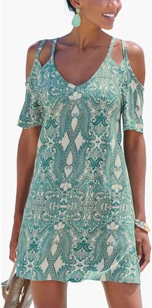 Lascana Womens Cold Shoulder Dress in Green Patterned at Nordstrom, Size 6