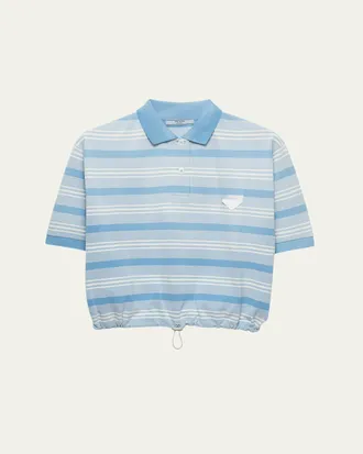 Prada Cropped Striped Piqu&eacute; Polo Shirt