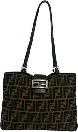 Fendi Pre-owned Canvas Shoulder Bag - Dames - Vintage Schoudertas - Bruin - ONE Size - Leer - Vintage