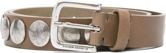 Golden Goose metallic-disc leather belt - Brown