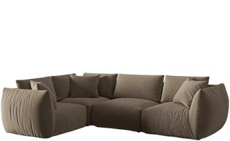 MICADONI Modulares 4-Sitzer Design Ecksofa Chris mit Eckteil links - Samtbezug