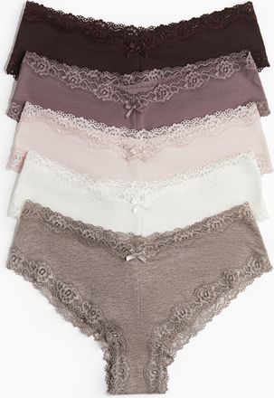 H&M 5er-Pack Hipster aus Baumwolle und Spitze - Beige