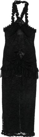 Alessandra Rich Chantilly Kant Avondjurk met Halternek - Dames - Feestkleedjes - Zwart - XS - Kleedjes