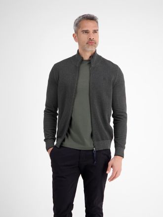 Lerros Strickjacke LERROS, Herren, Gr. XXL, tender beige melange, Strick, Obermaterial: 100% Baumwolle, bestickt, unifarben, normal h&uuml;ftbedeckend, Rundhals, 