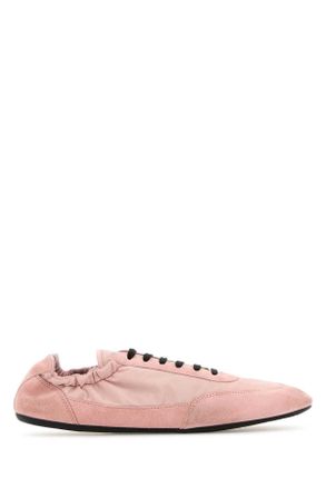 Prada Pink Re Nylon And Suede Collapse Sneakers