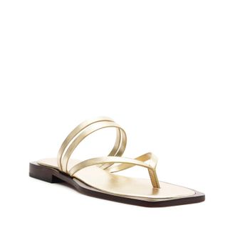 Schutz Schutz Rania Sandals Womens Platina Metallic Leather Square Toe HTAT947