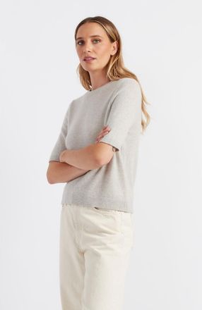 Chinti and Parker Cloud Cashmere Short Sleeve Sweater Tee in Taupe at Nordstrom, Size X-Large