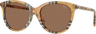 Burberry Stijlvolle Zonnebril - Dames - Zonnebrillen - Bruin - 54 MM - Accessoires