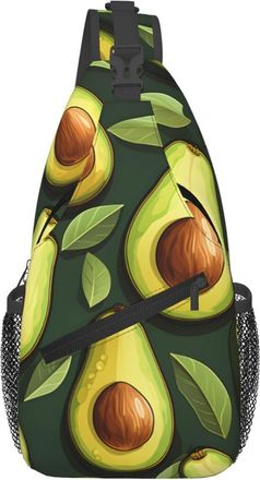 Generic Avocado Slices Sling Bag With Zipper Cross Body Bag Lightweight Daypack For Casual Women Men